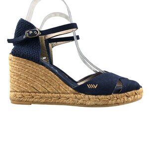 Viscata SPAIN Women's 40 (US 9) Aiguablava Blue Canvas Espadrille Wedge Sandals